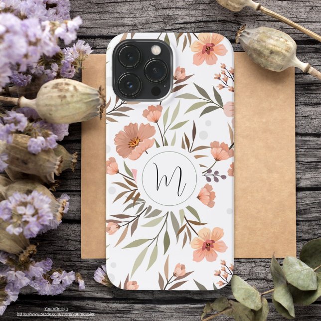 Coque iPhone Police mignonne inattendue joli et fleurs roses bl (Créateur téléchargé)