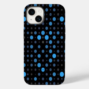Coque Pour iPhone 14 Polka Dot 01X.Bleu Ombre noir BG