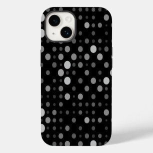 Coque Pour iPhone 14 Polka Dot 01X.Gris Nuancé Fond Noir