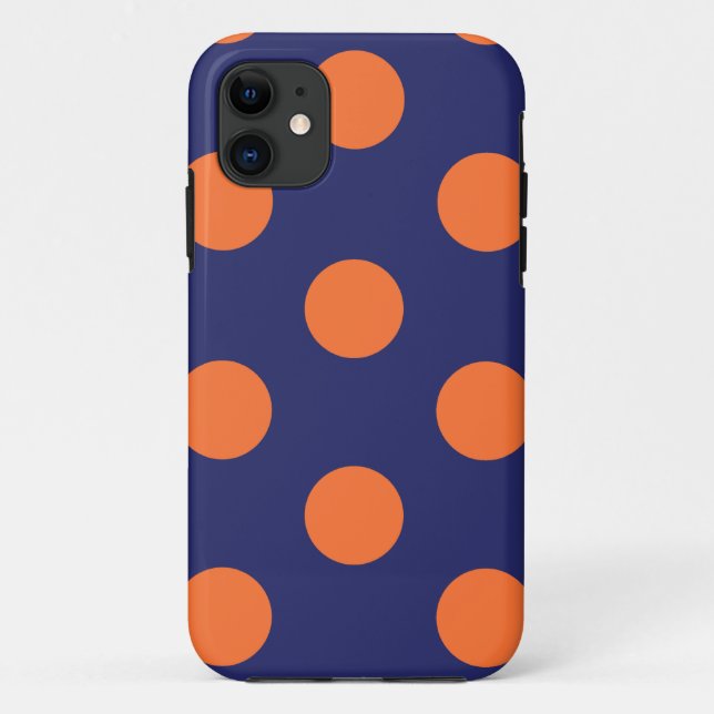 coque iphone Polka Dot Marine bleu & orange (Dos)