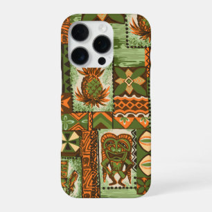 Coque iPhone 16 Pro Pomaika’i Tiki Tapa Vintage Hawaïen