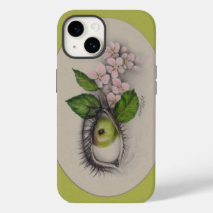 Coque Pour iPhone 14 Pomme de mon œil Art de dessin surréaliste Vert