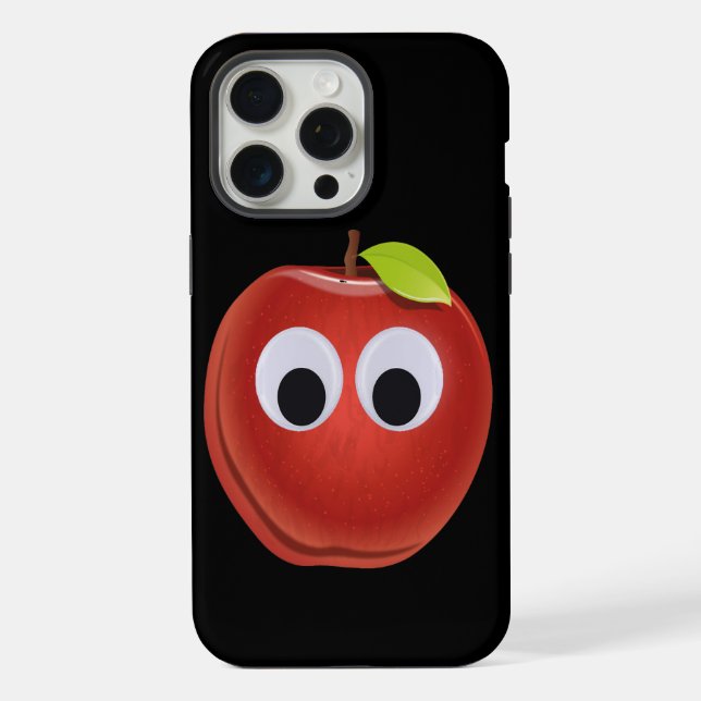 Coque iPhone Pomme rouge drôle avec des yeux Google  (Verso)