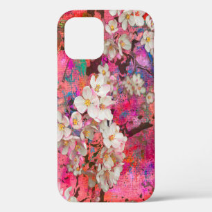 Coque iPhone 12 Pommier en fleurs, peinture et arts mixtes ar