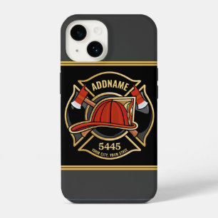 Coque Pour iPhone 14 Pompier AJOUTER NOM Insigne du département de la c