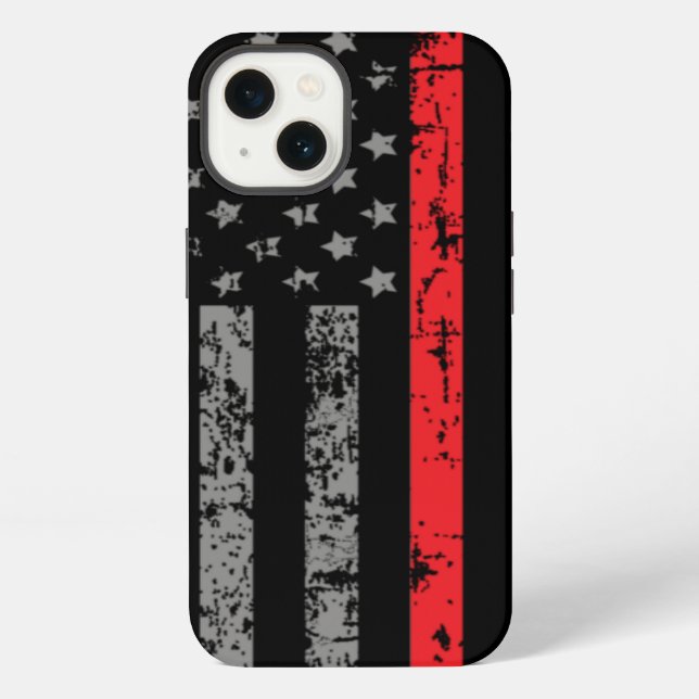 Coque iPhone Pompier Mince Red Line American Flag Fireman (Verso)