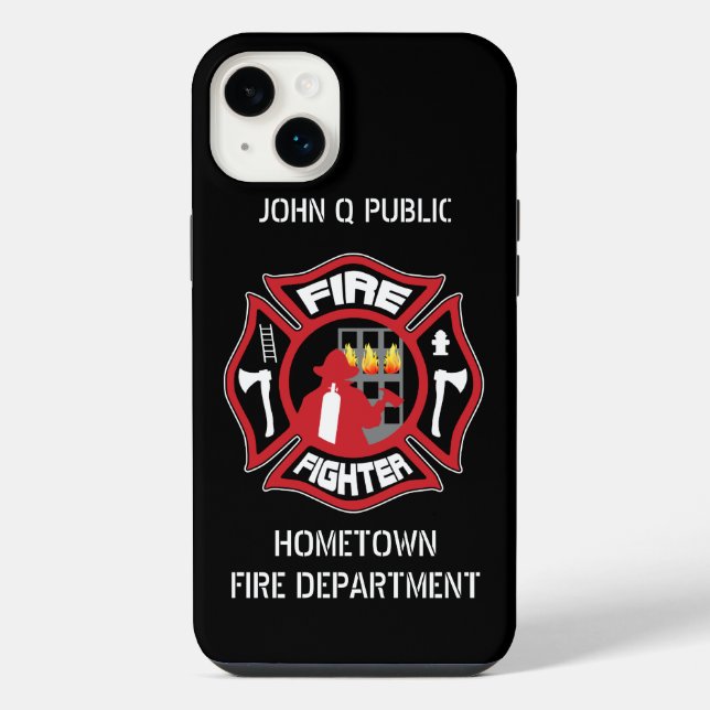 Coque iPhone Pompier Modèle de nom moderne (Verso)