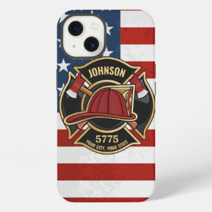Etui iPhone 13 Pompier Secourt incendie Département USA Drapeau p
