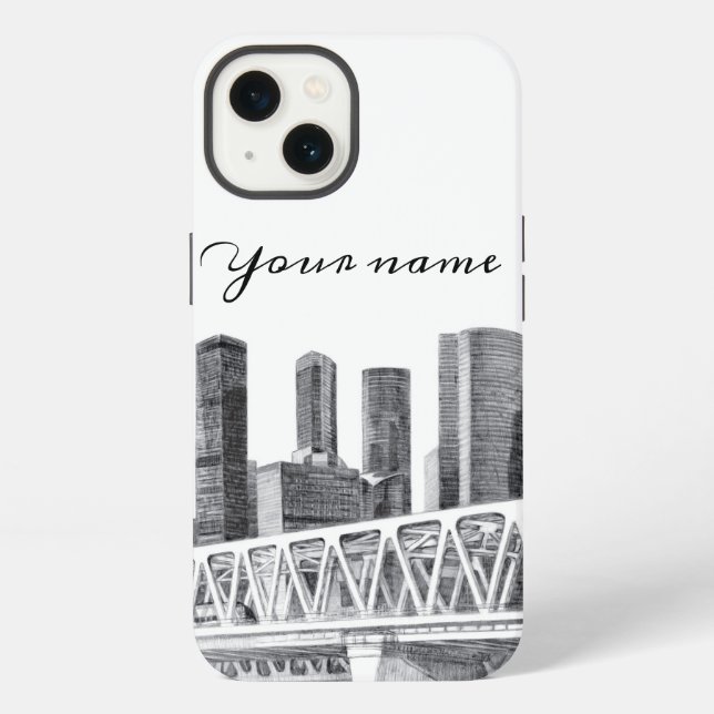 Coque iPhone Pont métro Dessin au crayon (Verso)