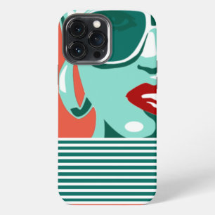 Etui iPhone 13 Pro Max Pop Art Femme Lunettes de soleil blanches mordant