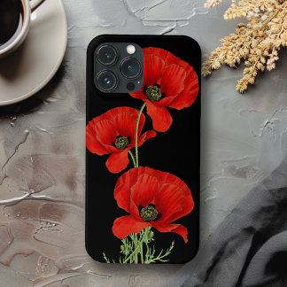 Etui iPhone 13 Pro Max Poppies rouges Colorful Vintage Botanique