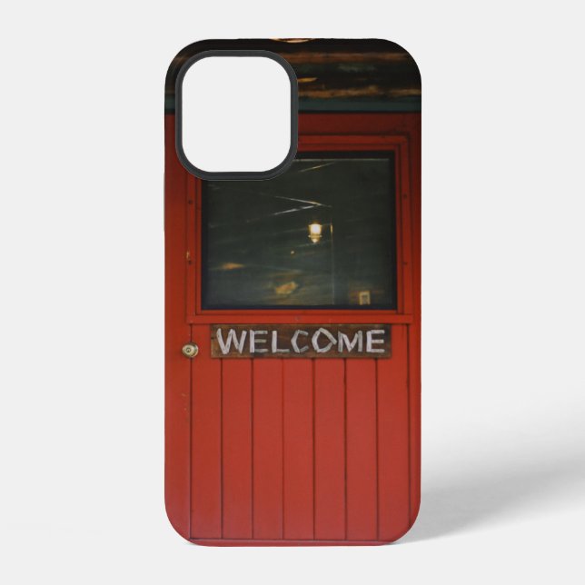 COQUE iPhone PORTE FERMEE EN BOIS ROUGE (Verso)
