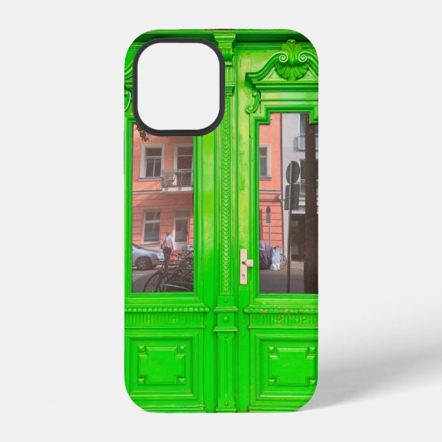 COQUE iPhone PORTE VITREE EN BOIS VERT (Verso)