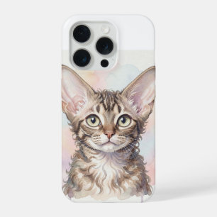 Coque iPhone 15 Pro Portrait aquarelle de chat Devon Rex