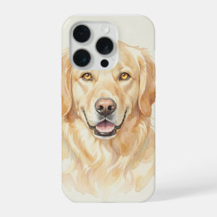 Coque iPhone 15 Pro Portrait aquarelle de Golden Retriever