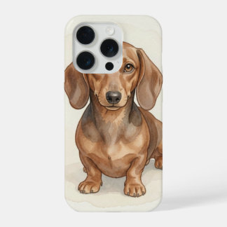 Coque iPhone 15 Pro Portrait aquarelle de teckel - Wiener Dog personna