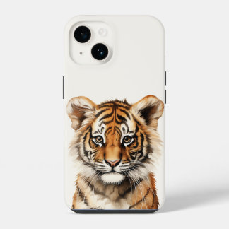 Coque Pour iPhone 14 Portrait aquarellé d'un petit tigre