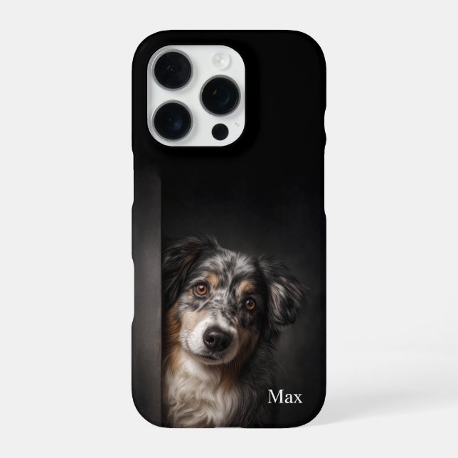 Coque iPhone Portrait d'Australian Shepherd personnalisé pour i (Verso)