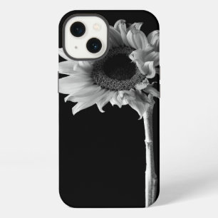 Etui iPhone 13 Portrait de beau tournesol en noir et blanc