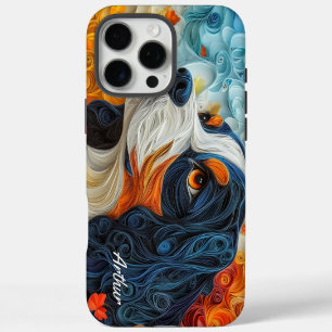 Coque iPhone 16 Pro Max Portrait de Cavalier King Charles Coloré