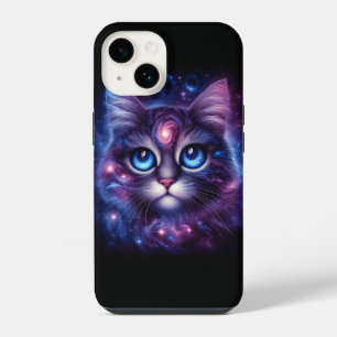 Coque Pour iPhone 14 Portrait de Chat Majestueux de la Galaxie Cosmique