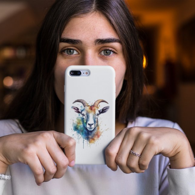Coque iPhone Portrait de chèvre arc-en-ciel vif (Créateur téléchargé)