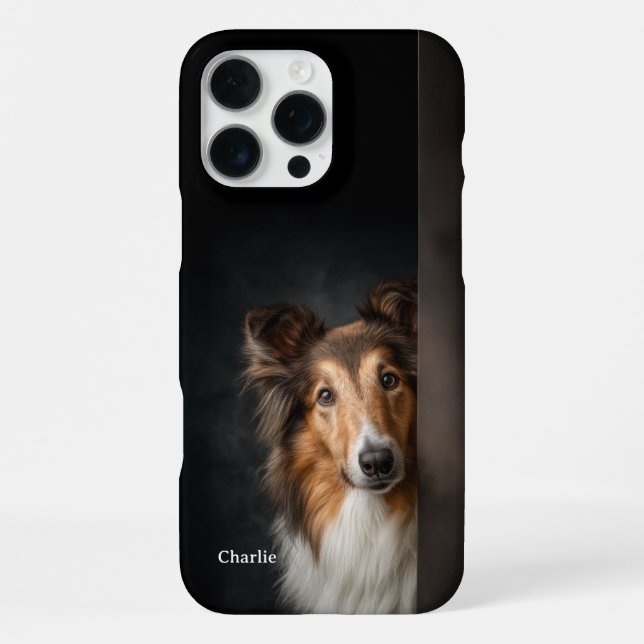 Coque iPhone Portrait de chien Colley personnalisé (Verso)