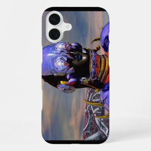 Coque iPhone 16 Plus PORTRAIT DE CYBORG TITAN Science-fiction bleue, Sc