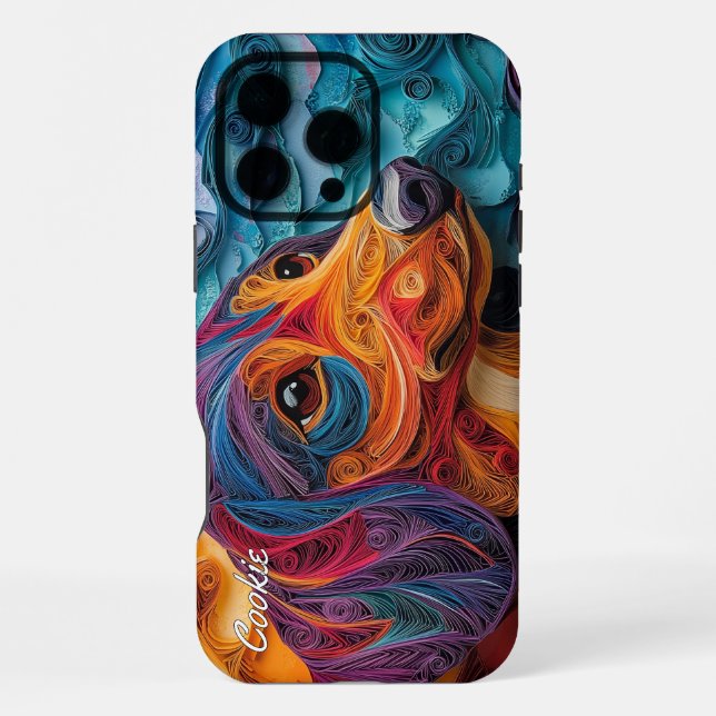 Coque iPhone Portrait de Dachshund Coloré (Verso)