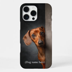 Coque iPhone 16 Pro Max Portrait de Dachshund Rouge Personnalisé