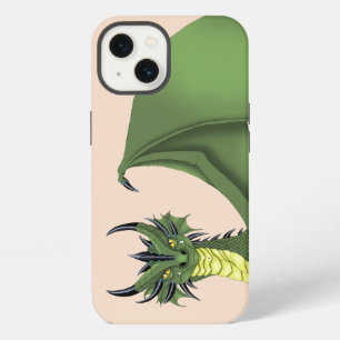 Etui iPhone 13 Portrait de dragon mignon vert Fantaisie pêche