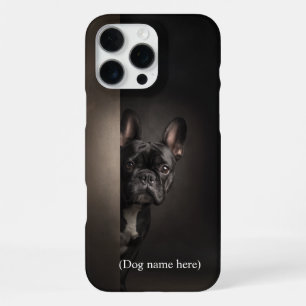 Coque iPhone 16 Pro Max Portrait de Frenchie noir personnalisé