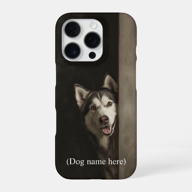 Coque iPhone Portrait de Husky sibérien personnalisé (Verso)