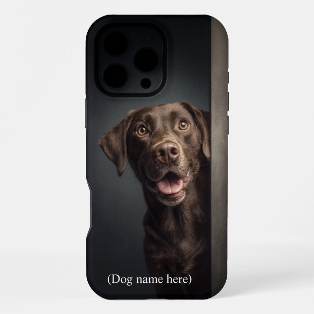 Coque iPhone Portrait de Labrador chocolat personnalisé (Verso)