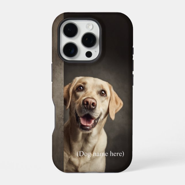 Coque iPhone Portrait de Labrador Retriever Jaune Personnalisé (Verso)
