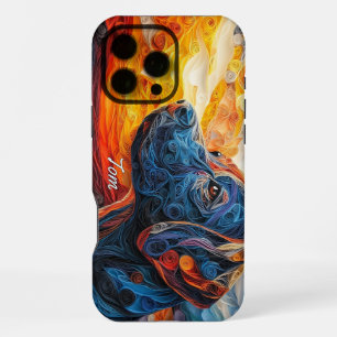Coque iPhone 16 Pro Max Portrait de Labrador Retriever noir