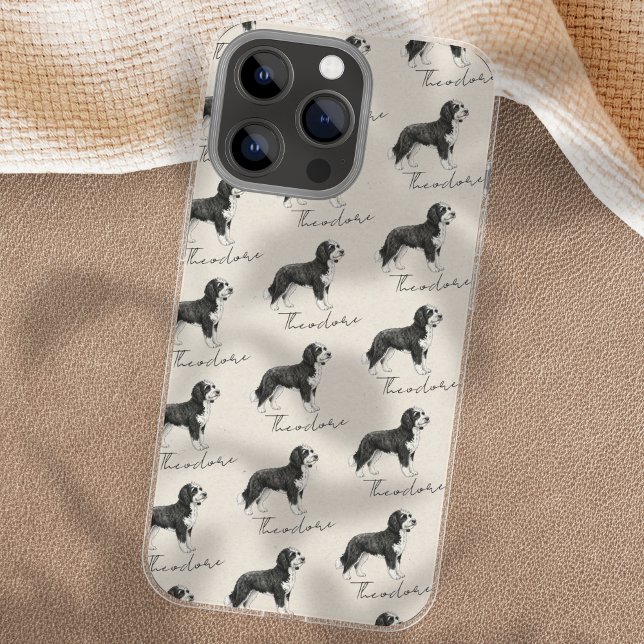 Coque iPhone Portrait de l'animal de compagnie dessiné à la mai (Showcase your furry friend with this Hand Drawn Pet Portrait Sketch Doodle Dog!)