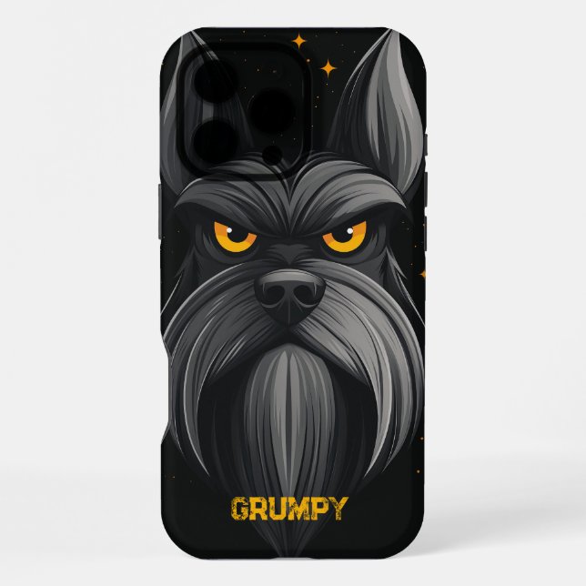 Coque iPhone Portrait de Schnauzer noir (Verso)