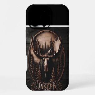Coque iPhone 16 Pro Max Portrait d'orignal sculpté