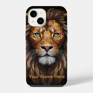 Coque Pour iPhone 14 Portrait en verre de Lion de mosaïque
