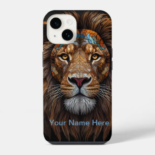 Coque Pour iPhone 14 Portrait en verre de Lion de mosaïque