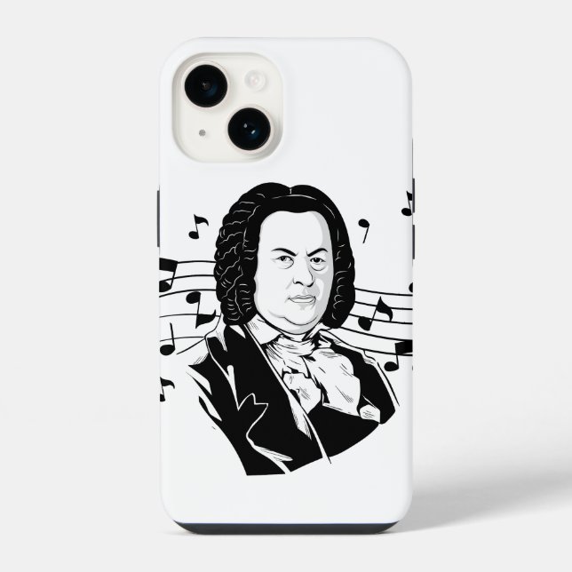 Coque iPhone Portrait et buste de Johann Sebastian Bach avec de (Verso)