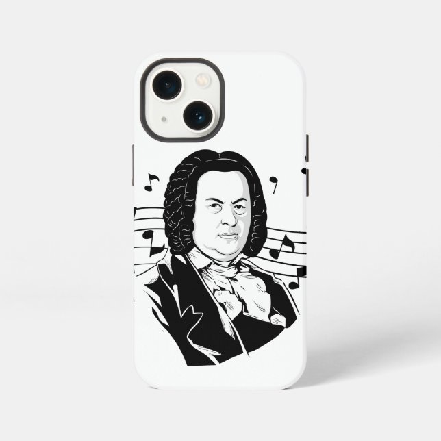 Coque iPhone Portrait et buste de Johann Sebastian Bach avec de (Verso)