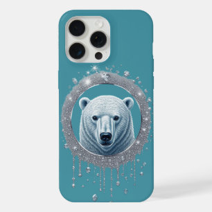 Coque iPhone 15 Pro Max Portrait géométrique d'ours polaire avec détails t