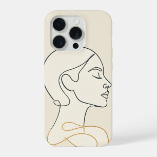 Coque iPhone 15 Pro Portrait minimaliste de femme en lignes abstraites
