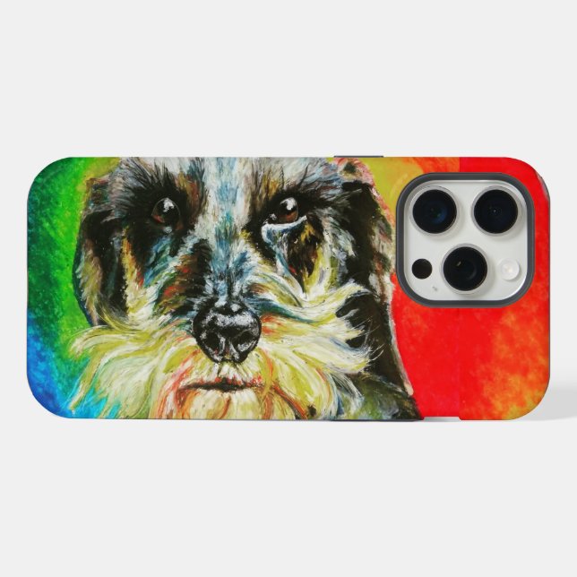 Coque iPhone Portrait pastel de teckel à poil dur (Verso Horizontal)