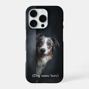 Coque iPhone 16 Pro Portrait personnalisé d'Aussie Blue Merle