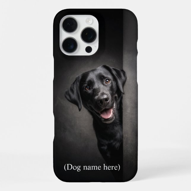 Coque iPhone Portrait personnalisé de Labrador noir (Verso)