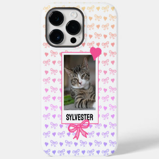 Coque Pour Pour iPhone 14 Pro Max Portrait Pet Personnalisé Cute Rose Ruban Coeur Ph