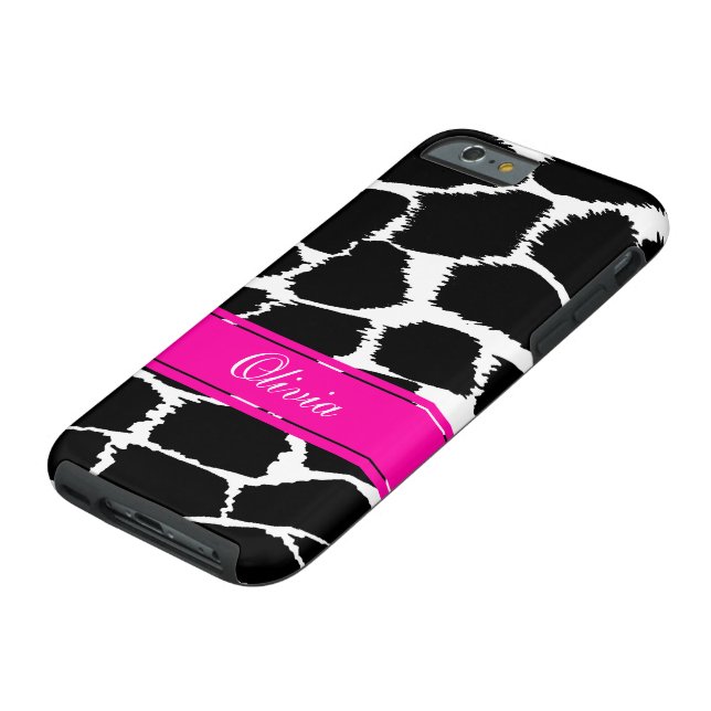 coque iphone Poster de animal noir, blanc et rose (Haut)